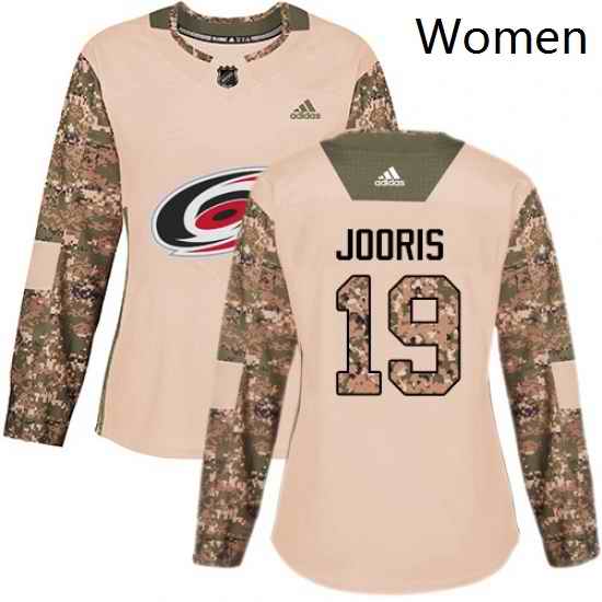 Womens Adidas Carolina Hurricanes 19 Josh Jooris Authentic Camo Veterans Day Practice NHL Jersey